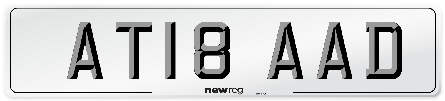 AT18 AAD Number Plate from New Reg